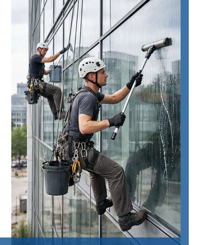 Мойка витражей альпинистами в Новороссийске от 715 р. под ключ|ВЫСОТНИК-Нвр