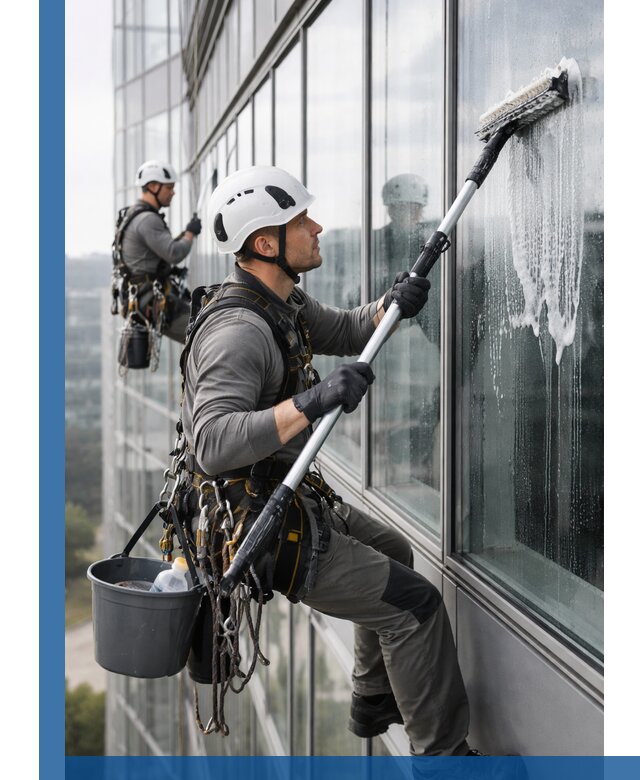 Высотная мойка сплошного остекления с выездом в Новороссийске