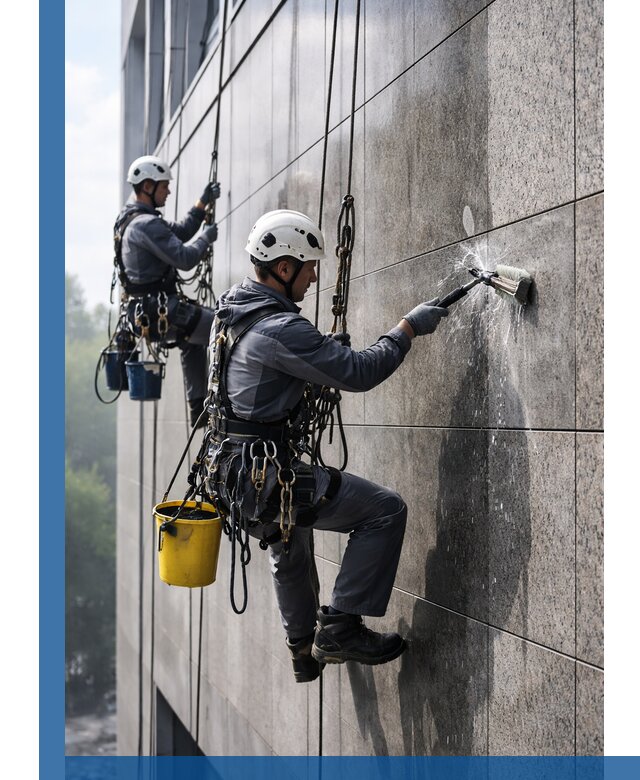 Профессиональная мойка фасада из керамогранита в Новороссийске