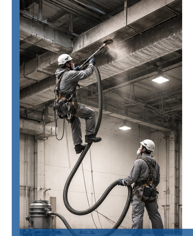 Обеспыливание потолочных конструкций в Новороссийске промышленным альпинизмом