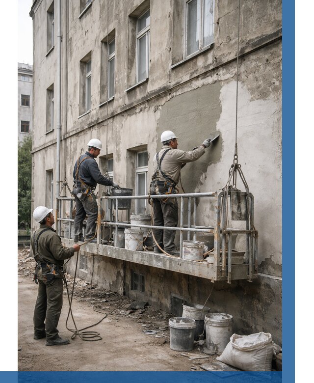 Капитальный ремонт фасада в Новороссийске от 4287 р. | ВЫСОТНИК-Нвр