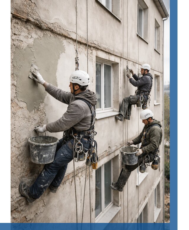 Ремонт штукатурного фасада в Новороссийске от 766 р. под ключ | ВЫСОТНИК-Нвр