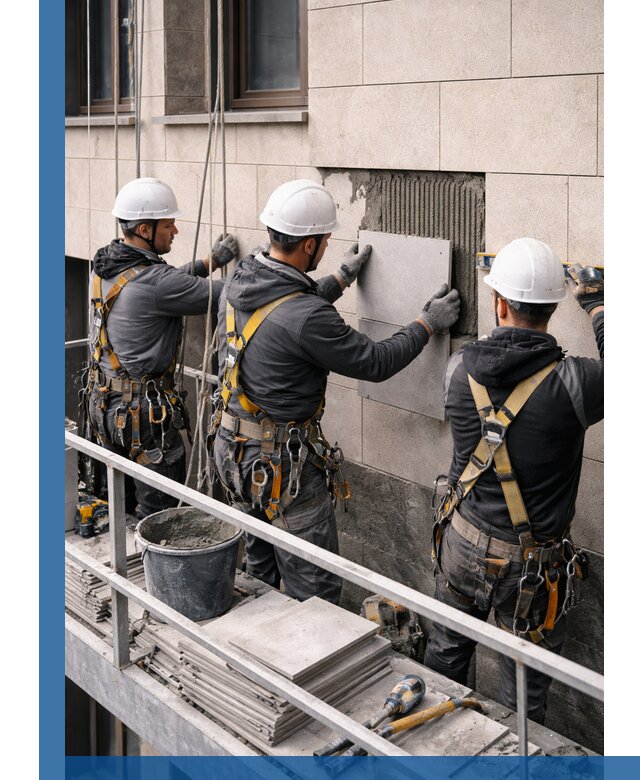 Ремонт облицовки фасада плиткой в Новороссийске с гарантией