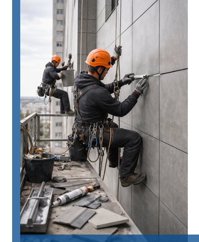 Профессиональный ремонт фасада из керамогранита в Новороссийске