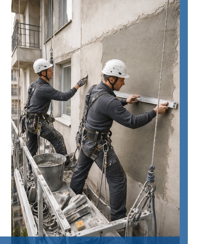 Штукатурка фасада на высоте в Новороссийске от 919 р. | ВЫСОТНИК-Нвр