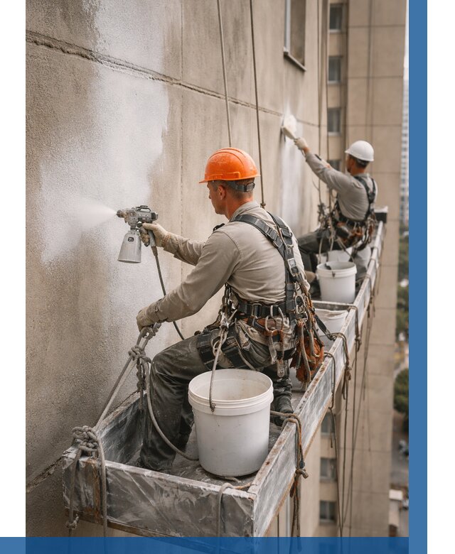 Грунтовка фасада на высоте в Новороссийске от 122 р. | ВЫСОТНИК-Нвр