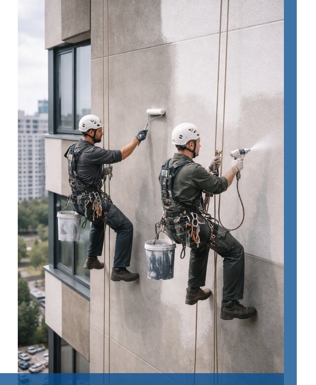 Покраска фасада альпинистами в Новороссийске от 306 р. | ВЫСОТНИК-Нвр