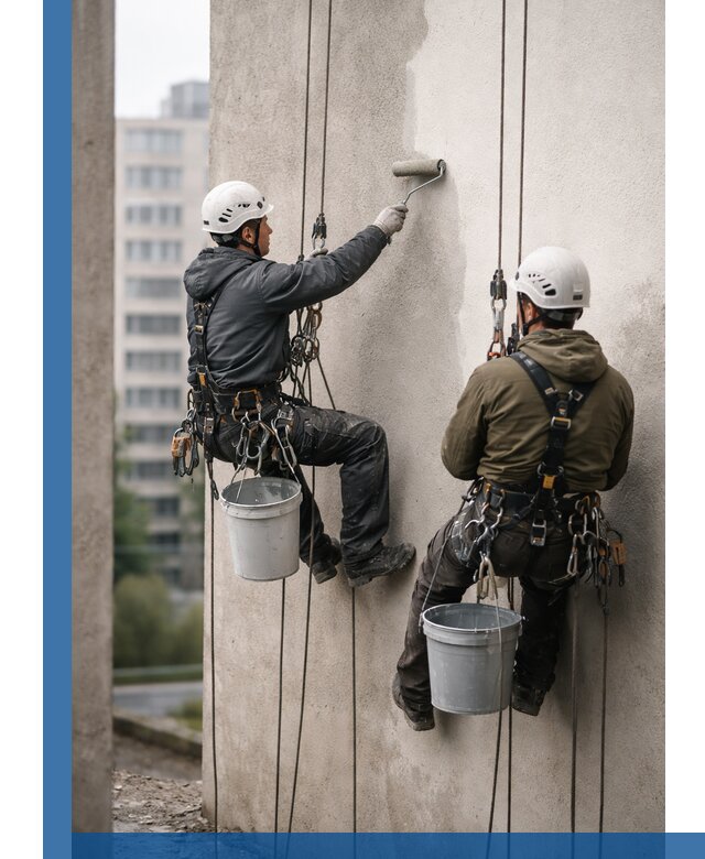 Покраска фасадов высотными альпинистами в Новороссийске с гарантией