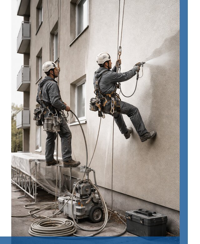 Безвоздушная покраска фасада в Новороссийске от 225 р/м² | ВЫСОТНИК-Нвр