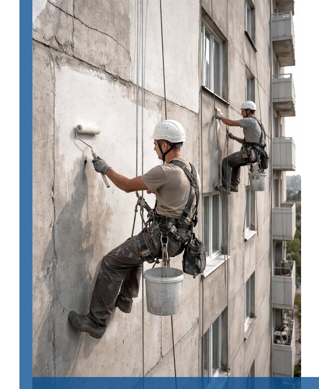 Покраска бетонного фасада в Новороссийске для жилых и промышленных объектов