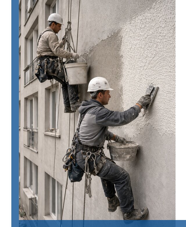 Нанесение декоративной штукатурки короед на фасад в Новороссийске