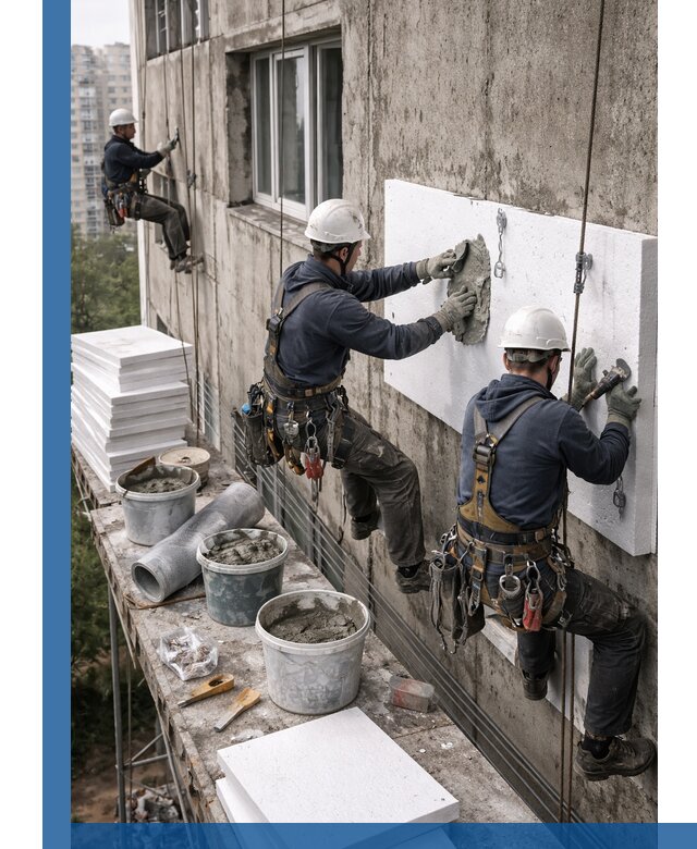 Утепление фасада пенополистиролом в Новороссийске под ключ