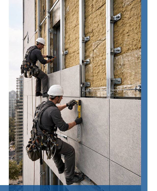 Монтаж вентилируемого фасада в Новороссийске от 3573 р. | ВЫСОТНИК-Нвр