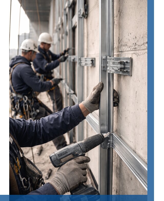 Монтаж подсистемы вентфасада в Новороссийске от 868 р. | ВЫСОТНИК-Нвр