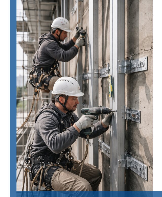 Монтаж и крепление подсистемы вентфасада в Новороссийске