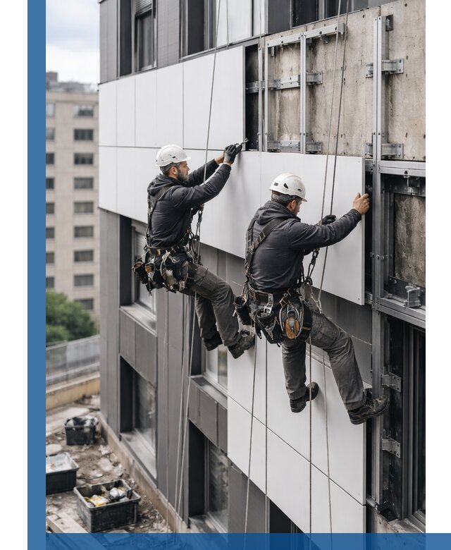 Монтаж композитных панелей фасада в Новороссийске под ключ