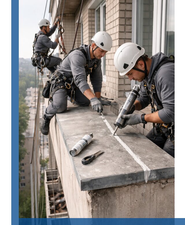 Герметизация балконного козырька в Новороссийске профессионально