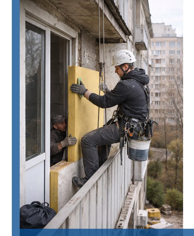 Профессиональное утепление балкона снаружи в Новороссийске под ключ
