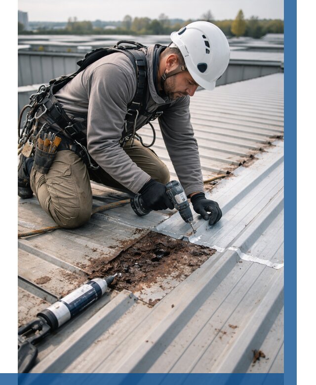 Ремонт профнастила на кровле в Новороссийске от 715 р. | ВЫСОТНИК-Нвр