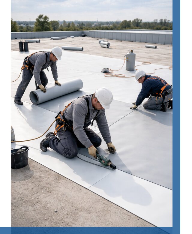 Монтаж мембранной кровли под ключ в Новороссийске от 1225 р. | ВЫСОТНИК-Нвр