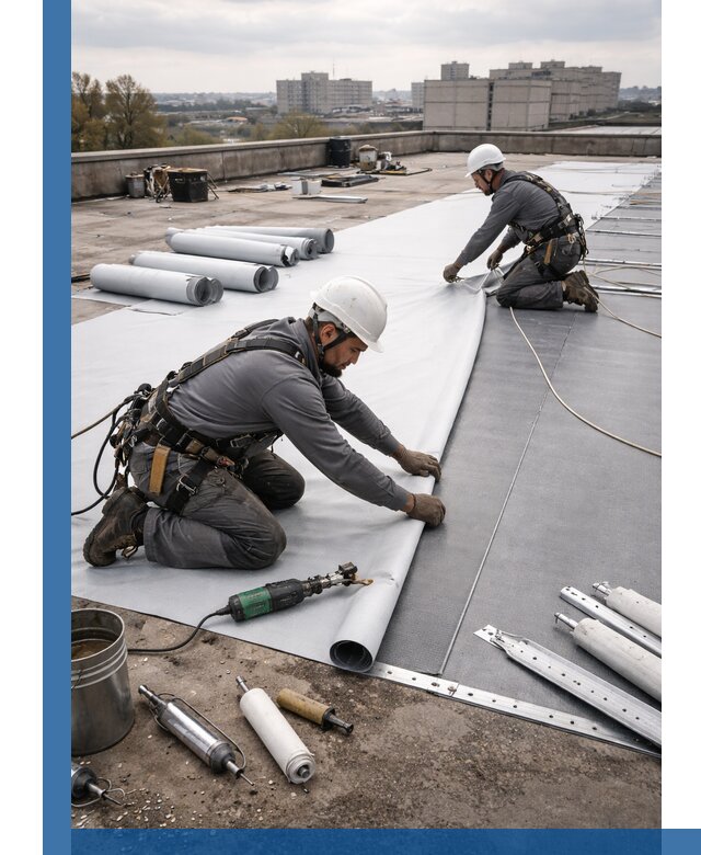 Монтаж мембранной кровли в Новороссийске для промышленных зданий