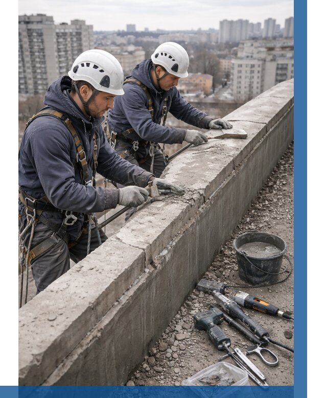 Ремонт парапета на кровле в Новороссийске от 1531 р. | ВЫСОТНИК-Нвр