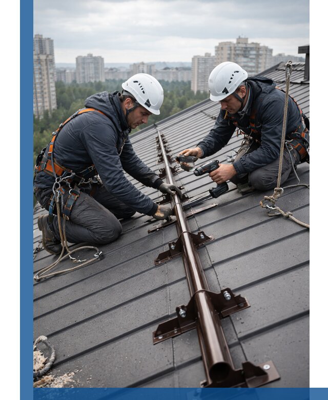 Монтаж снегозадержателей на кровле зданий в Новороссийске под ключ