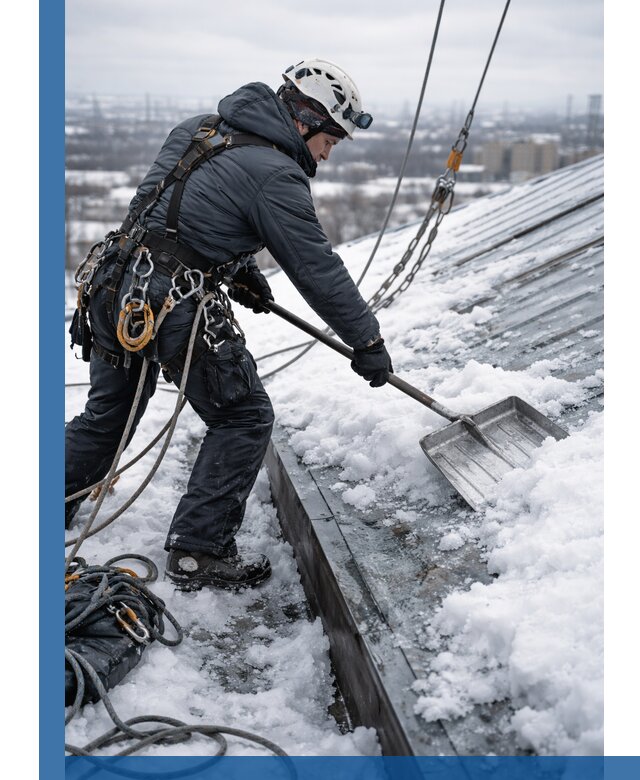 Профессиональная очистка кровли от снега и наледи в Новороссийске