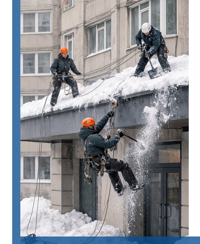 Безопасная очистка навесов от снега в Новороссийске круглогодично