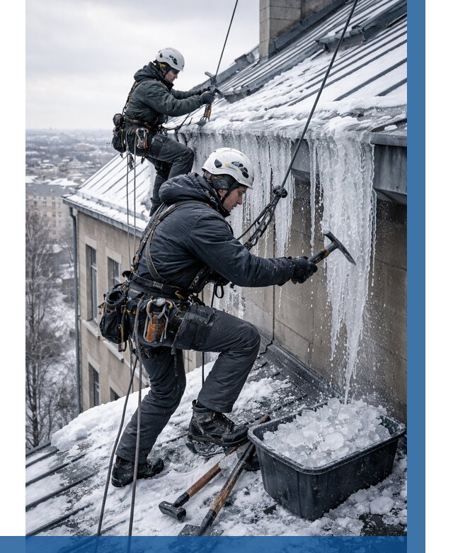 Удаление наледи с кровли в Новороссийске от 5614 р. | ВЫСОТНИК-Нвр