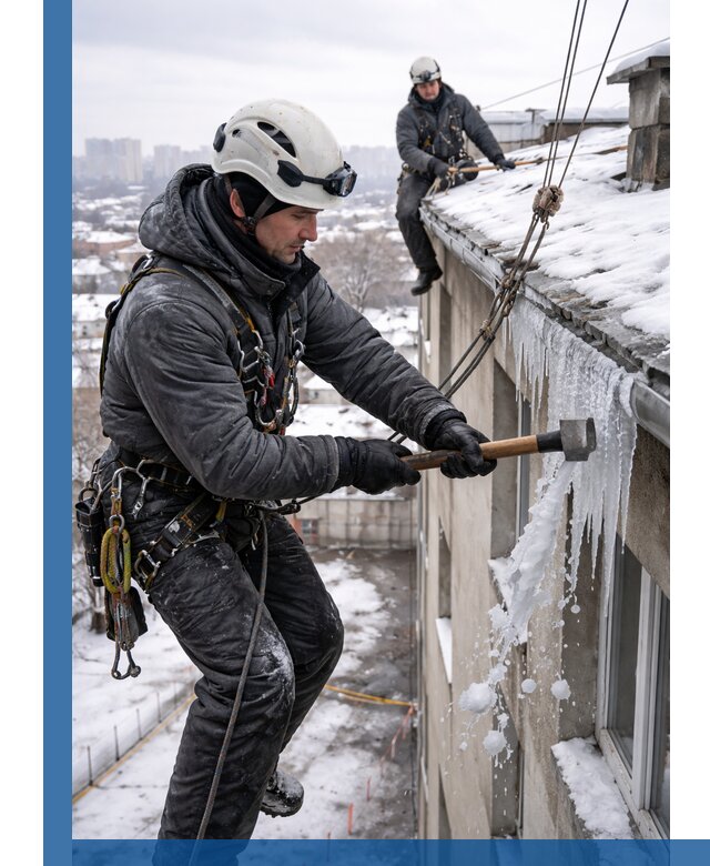 Сбивание и удаление сосулек с крыши в Новороссийске безопасно