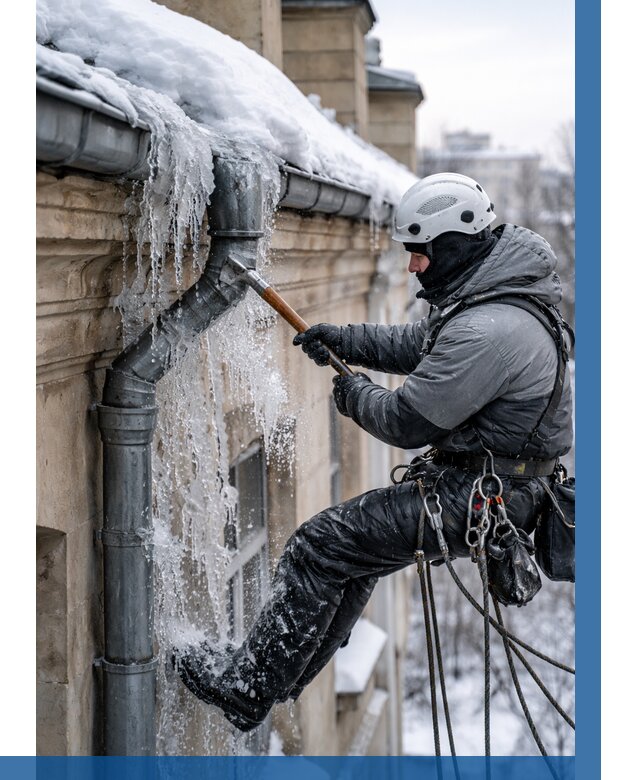 Очистка водостоков от льда в Новороссийске от 3573 р. | ВЫСОТНИК-Нвр