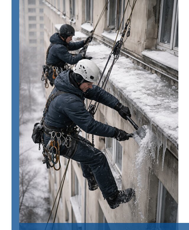 Удаление наледи и сосулек с карнизов в Новороссийске профессионально