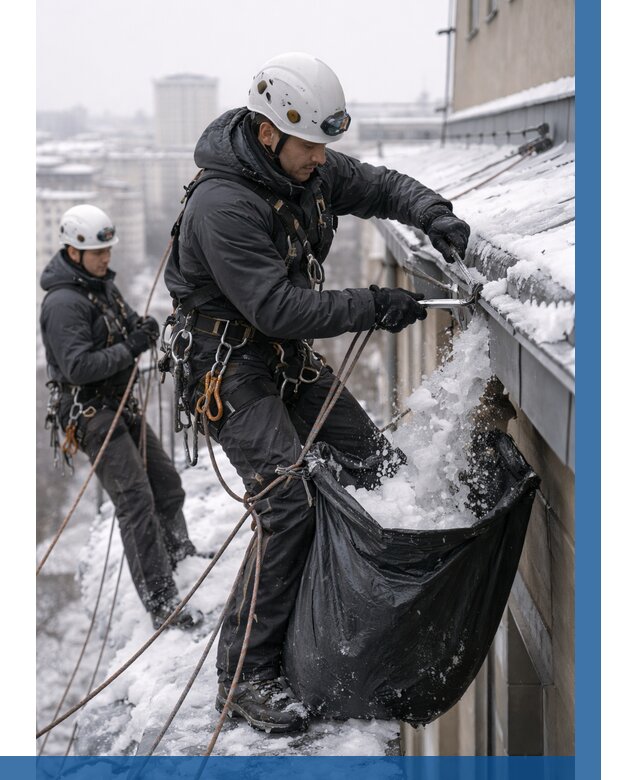 Аварийная очистка крыши в Новороссийске под ключ от 306 р. | ВЫСОТНИК-Нвр