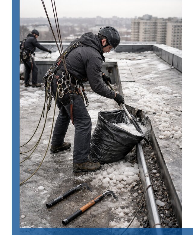 Аварийная очистка кровли в Новороссийске от промальпинистов