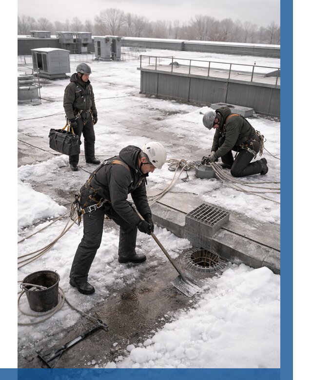 Абонентское обслуживание кровли зимой в Новороссийске от 8166 р. | ВЫСОТНИК-Нвр