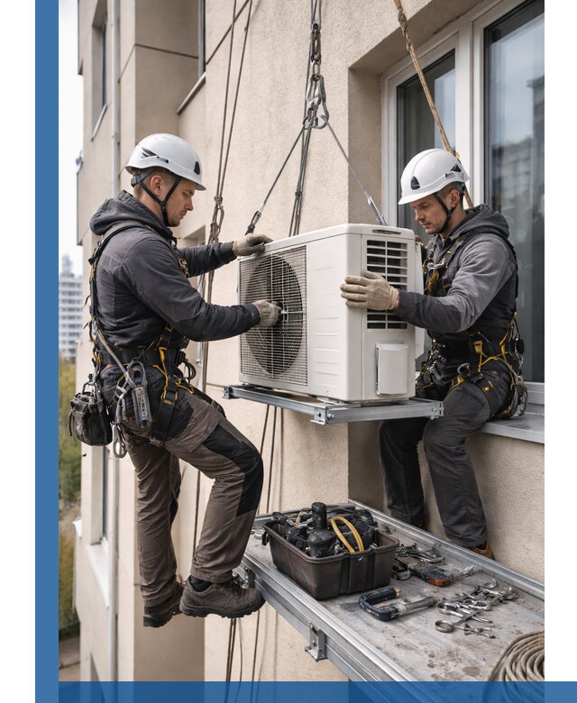 Перенос внешнего блока кондиционера в Новороссийске с монтажом и крепежом