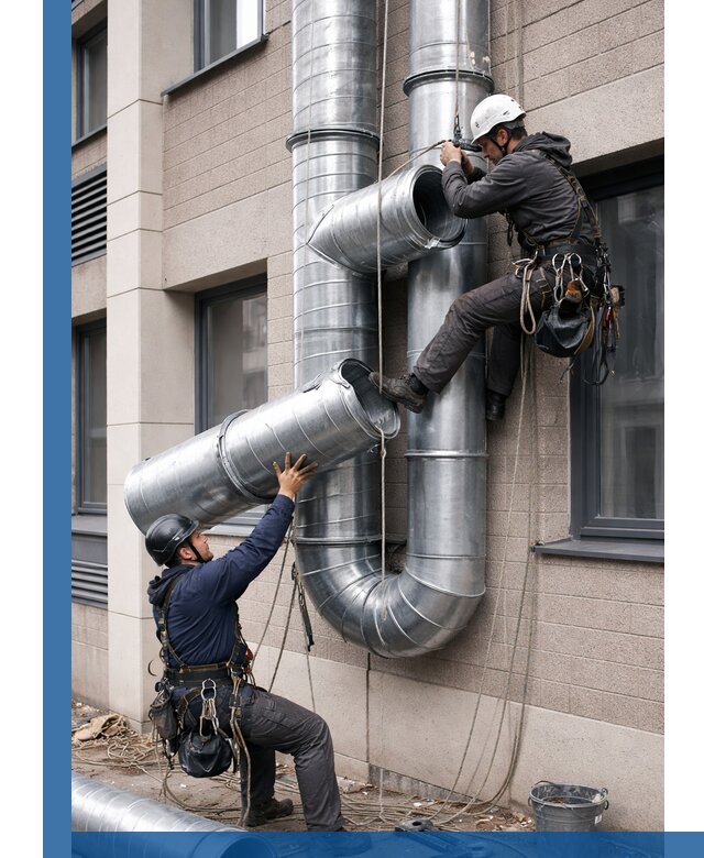 Монтаж фасадных воздуховодов в Новороссийске с герметизацией и крепежом