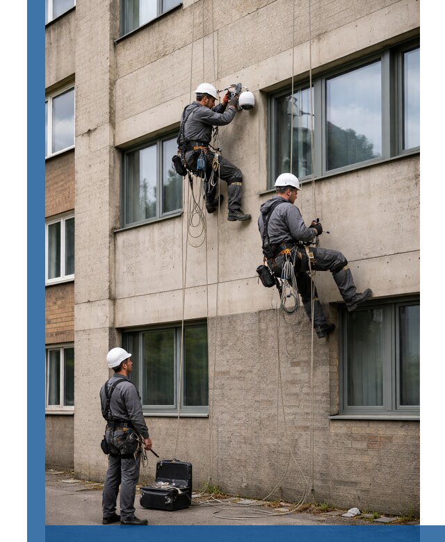 Монтаж фасадных камер видеонаблюдения в Новороссийске под ключ