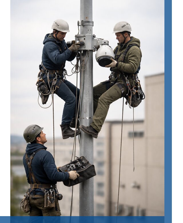 Установка видеокамер на мачте в Новороссийске от 8677 р. | ВЫСОТНИК-Нвр