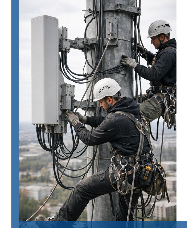 Монтаж оборудования связи на мачте в Новороссийске с пусконаладкой