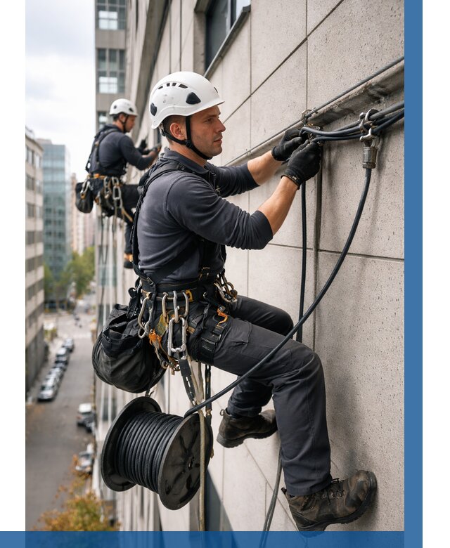 Прокладка кабеля по фасаду в Новороссийске от 357 р. | ВЫСОТНИК-Нвр