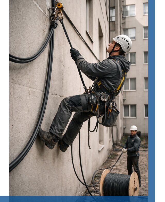 Протяжка кабеля питания на высоте в Новороссийске от 459 р. | ВЫСОТНИК-Нвр