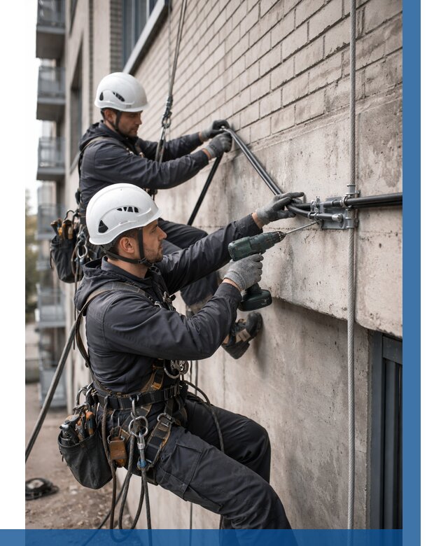 Крепление кабеля на фасаде в Новороссийске от 357 р. | ВЫСОТНИК-Нвр