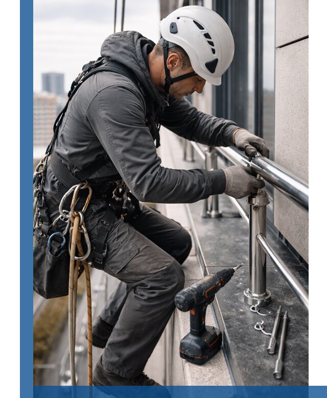 Монтаж ограждений на высоте в Новороссийске для зданий и конструкций