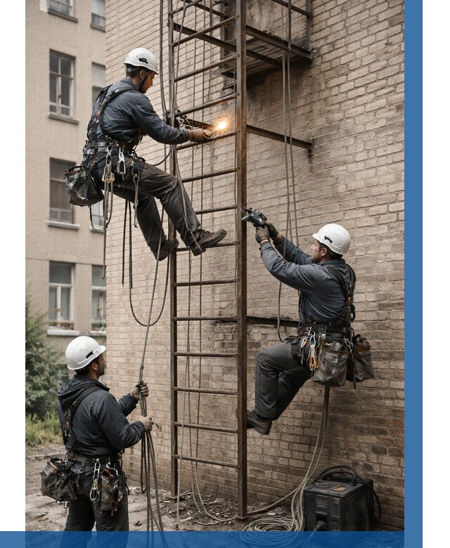 Ремонт пожарной лестницы в Новороссийске от 7656 р. | ВЫСОТНИК-Нвр