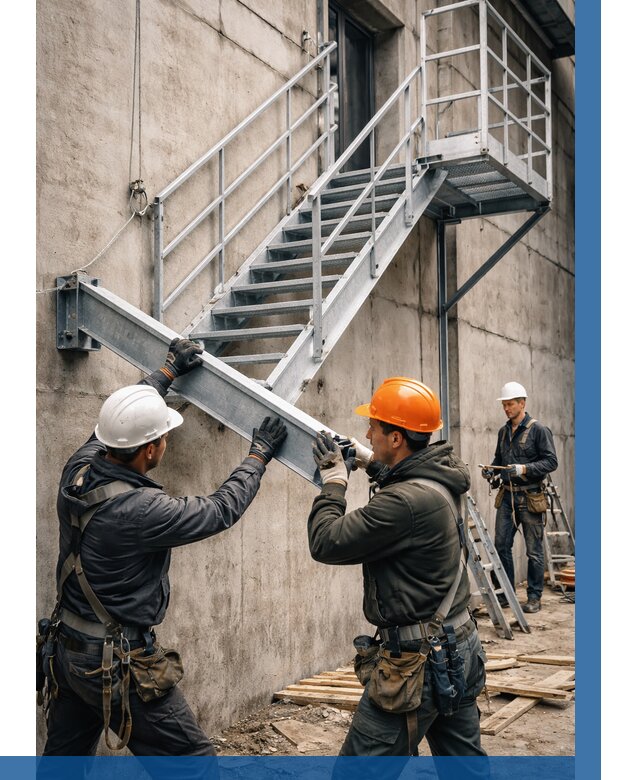 Монтаж металлических лестниц в Новороссийске от 15312 р. | ВЫСОТНИК-Нвр