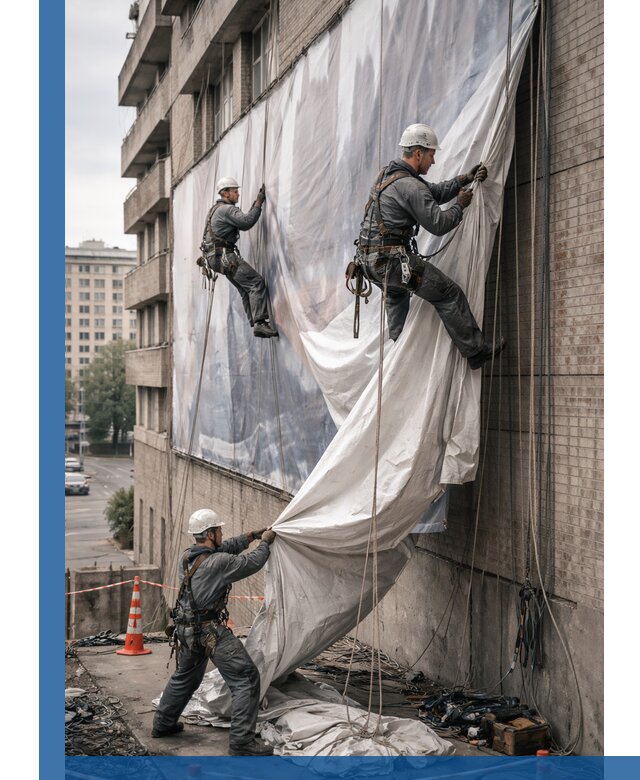 Демонтаж баннеров с фасада в Новороссийске оперативно и безопасно