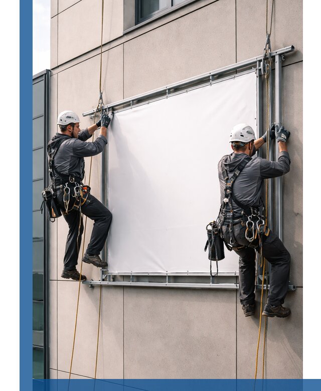 Монтаж наружной рекламной вывески в Новороссийске под ключ