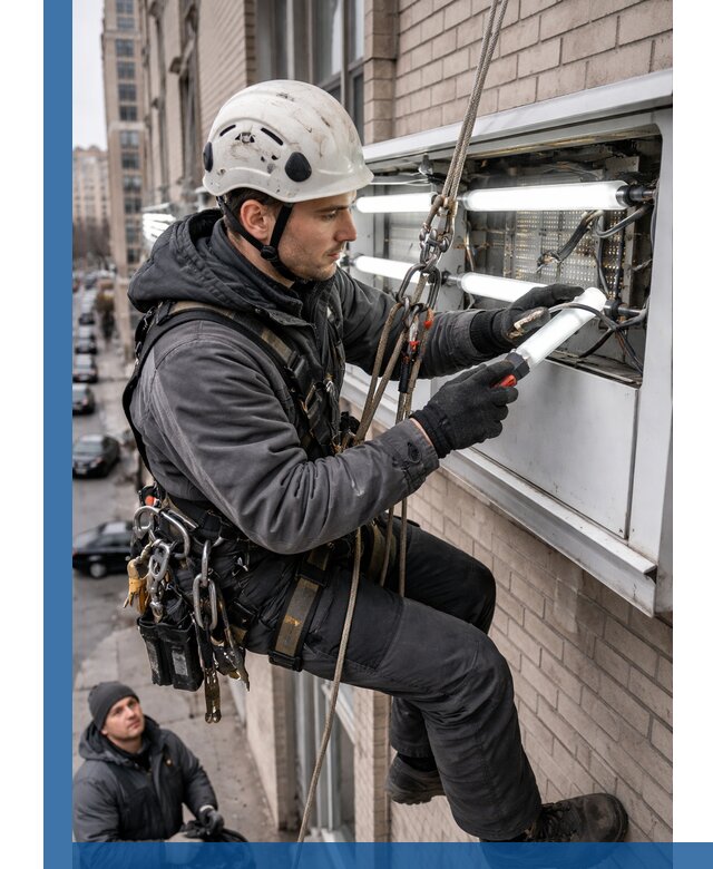 Профессиональная замена ламп в наружной вывеске в Новороссийске